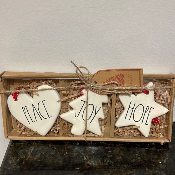 Rae Dunn - PEACE/JOY/HOPE - ornaments